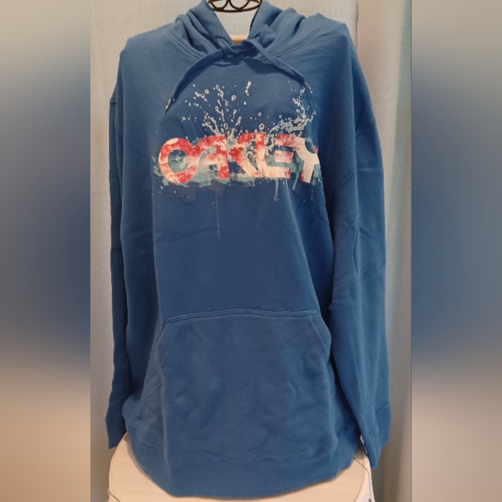 Vintage Oakley Splash Graphic Blue Hoodie